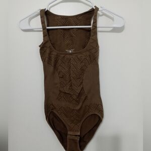 Wunder wear women's brown one piece shapewear Bodysuit snap bottom SE10098S Sm